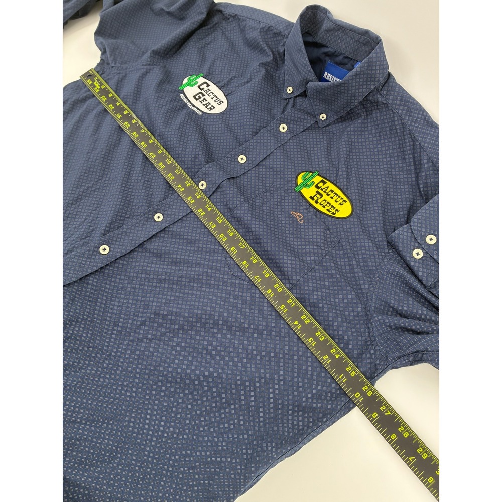 Resistol PBR XL Navy Blue Geometric Western Shirt Cactus Ropes Gear Patches - Picture 8 of 8